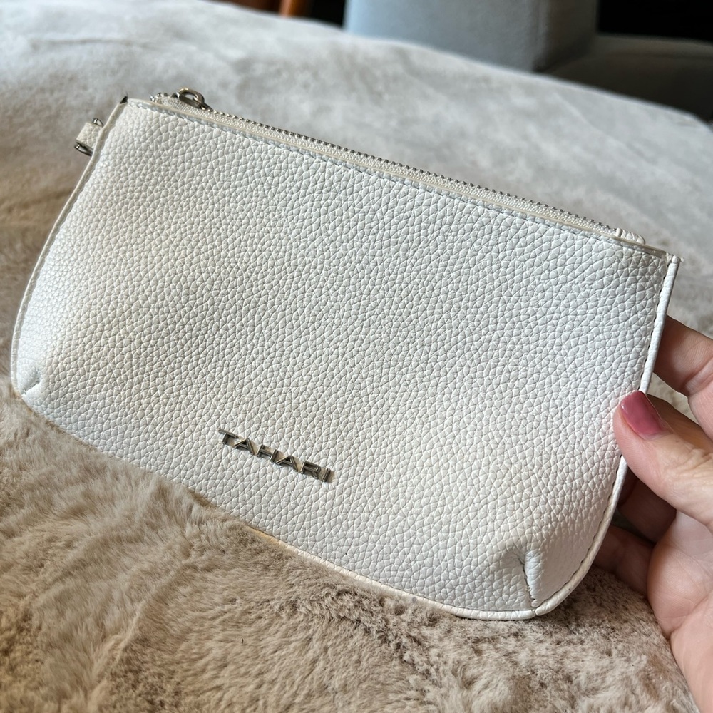 Tahari Pebbled White Wristlet